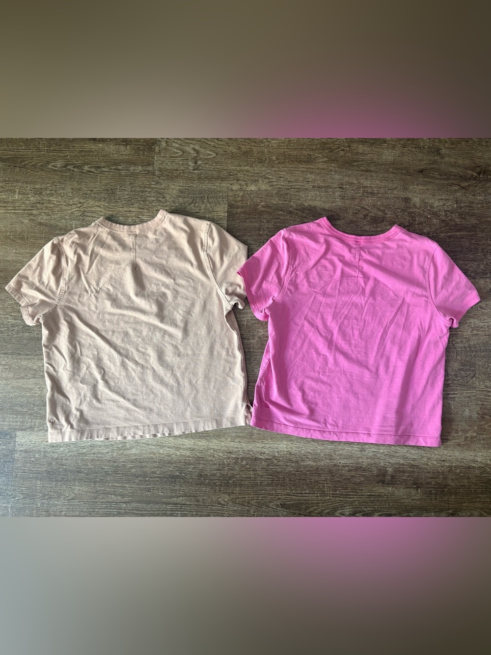Lululemon Cotton Short Sleeve Tees - Pink & Tan - Picture 2 of 3